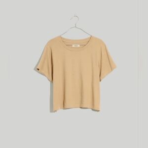 Madewell Plus Softfade Boxy Cotton Crop Tee Tan Size 4X